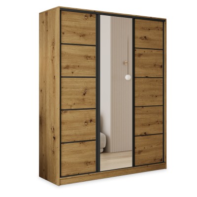 Szafa Przesuwna PINA 160 cm z Lustrem Szafa Trzydrzwiowa z Szufladami