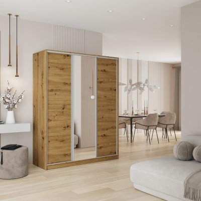 Szafa Przesuwna TARI 160 cm z Lustrem Szafa Trzydrzwiowa z Szufladami