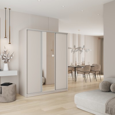 Szafa Przesuwna TARI 160 cm z Lustrem Szafa Trzydrzwiowa z Szufladami