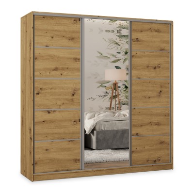 Szafa Przesuwna PINA 200 cm z Lustrem Szafa Trzydrzwiowa z Szufladami