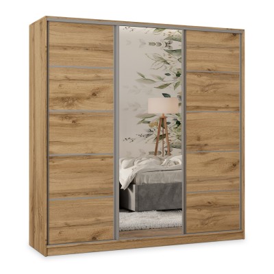Szafa Przesuwna PINA 200 cm z Lustrem Szafa Trzydrzwiowa z Szufladami
