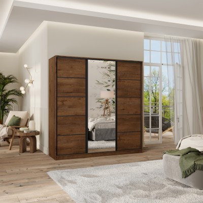 Szafa Przesuwna PINA 200 cm z Lustrem Szafa Trzydrzwiowa z Szufladami