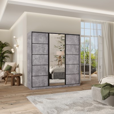 Szafa Przesuwna PINA 200 cm z Lustrem Szafa Trzydrzwiowa z Szufladami