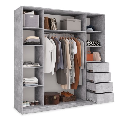 Szafa Przesuwna TARI 200 cm z Lustrem Szafa Trzydrzwiowa z Szufladami