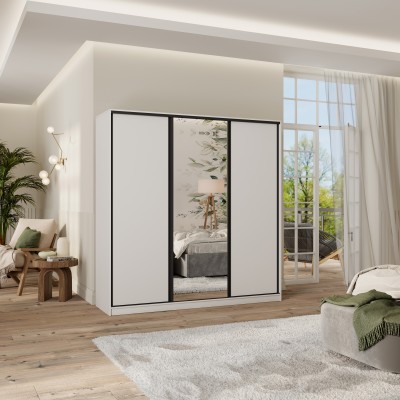 Szafa Przesuwna TARI 200 cm z Lustrem Szafa Trzydrzwiowa z Szufladami