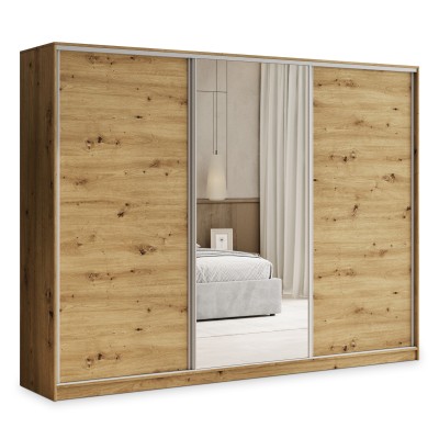 Szafa Przesuwna TARI 270 cm z Lustrem Szafa Trzydrzwiowa z Szufladami