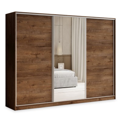 Szafa Przesuwna TARI 270 cm z Lustrem Szafa Trzydrzwiowa z Szufladami