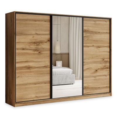 Szafa Przesuwna TARI 270 cm z Lustrem Szafa Trzydrzwiowa z Szufladami