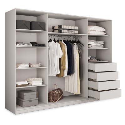 Szafa Przesuwna TARI 270 cm z Lustrem Szafa Trzydrzwiowa z Szufladami