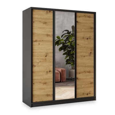 Szafa Przesuwna SORE 160 cm z Lustrem Szafa Trzydrzwiowa z Szufladami