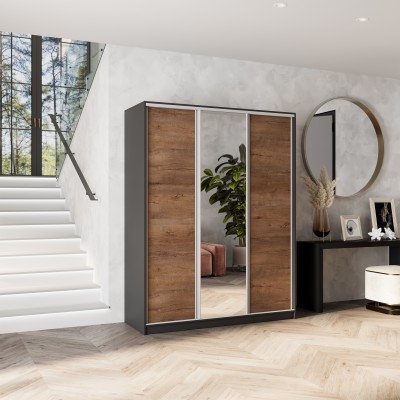 Szafa Przesuwna SORE 160 cm z Lustrem Szafa Trzydrzwiowa z Szufladami