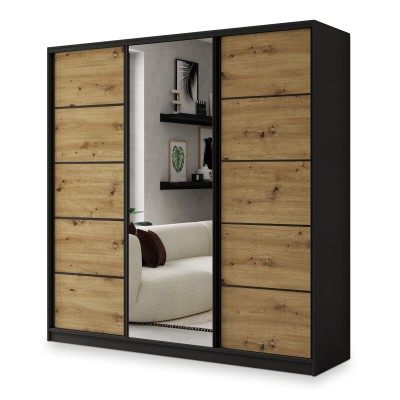 Szafa Przesuwna NATA 200 cm z Lustrem Szafa Trzydrzwiowa z Szufladami