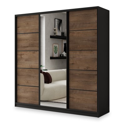 Szafa Przesuwna NATA 200 cm z Lustrem Szafa Trzydrzwiowa z Szufladami