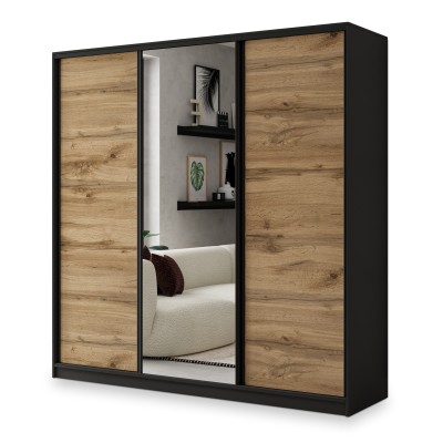 Szafa Przesuwna SORE 200 cm z Lustrem Szafa Trzydrzwiowa z Szufladami