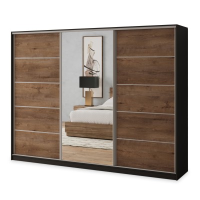 Szafa Przesuwna NATA 270 cm z Lustrem Szafa Trzydrzwiowa z Szufladami