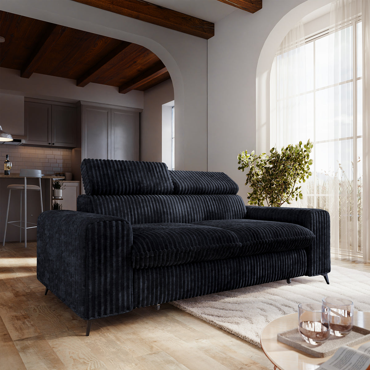 Sofa BENETE – Tkanina sztruksowa – kolor: Tilia