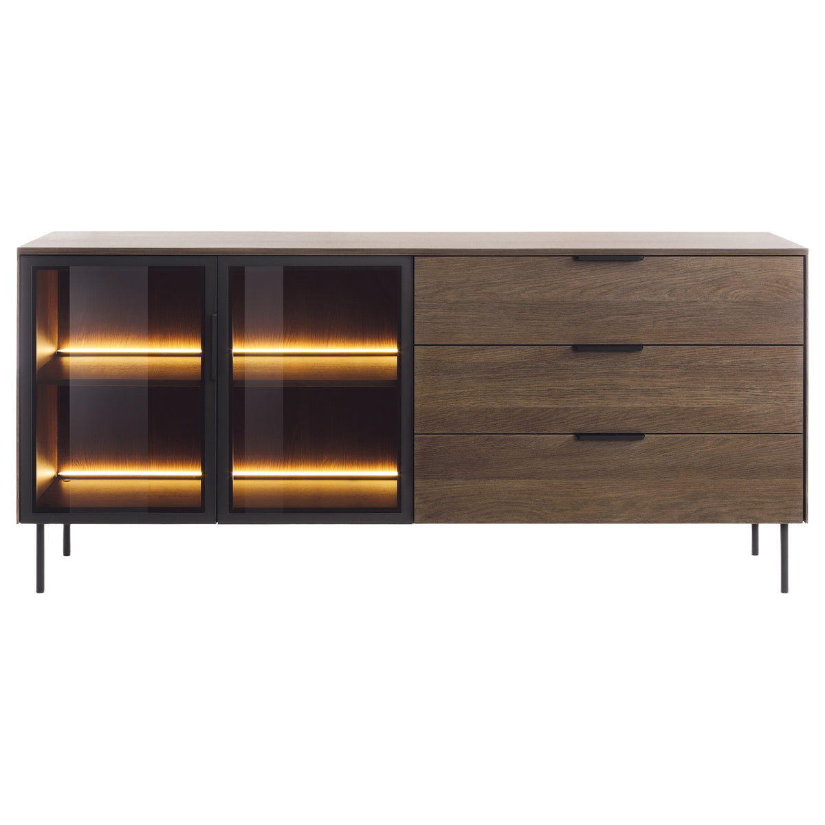 WHITE-HD LUMI C KOMODA 181 2D3S LED DUNIN-CZARNY