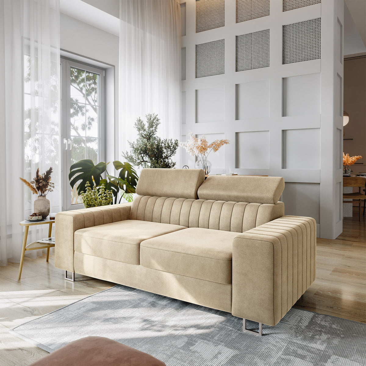 Sofa SOLAN – Tkanina welurowa – kolor: Monolith