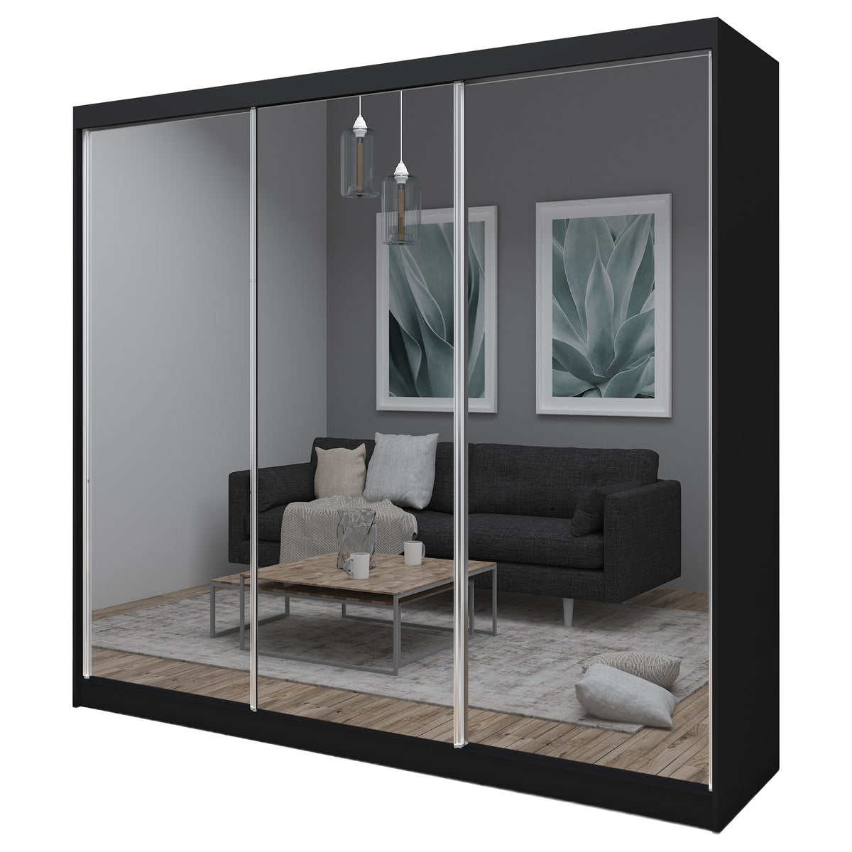 WHITE-HD SZAFA DEBORA 240 CZARNY MAT LAMINAT