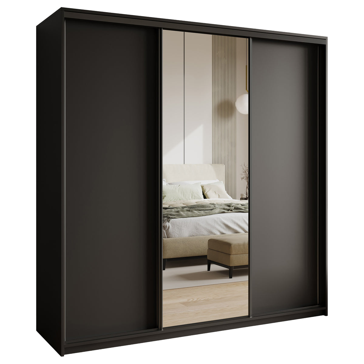 WHITE-HD SZAFA TAVI 180 - 1 CZARNY MAT+OK.CZARNY