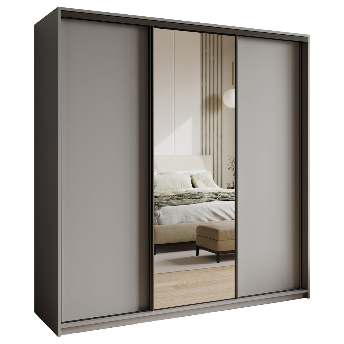 WHITE-HD SZAFA TAVI 180 - 1 SZARY+OK.CZARNY