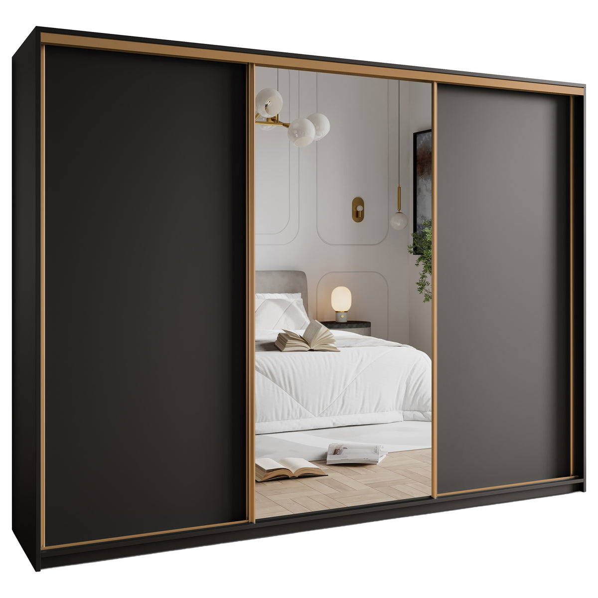 WHITE-HD SZAFA TAVI 250 - 1 CZARNY MAT+OK.ZŁOTY