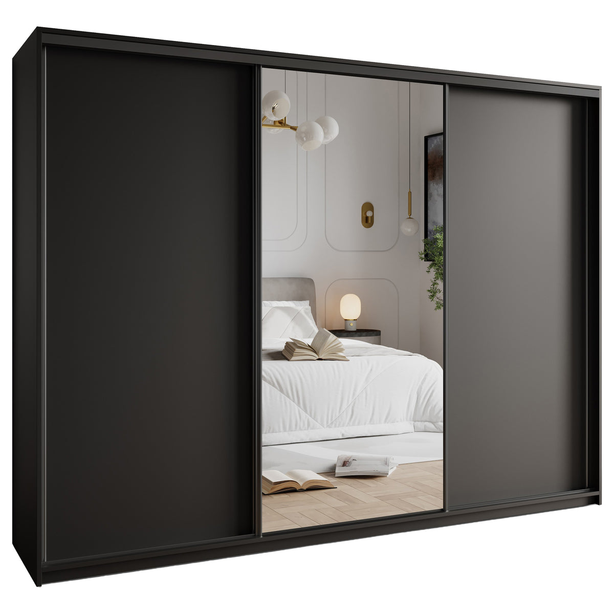 WHITE-HD SZAFA TAVI 270 - 1 CZARNY MAT+OK.CZARNY