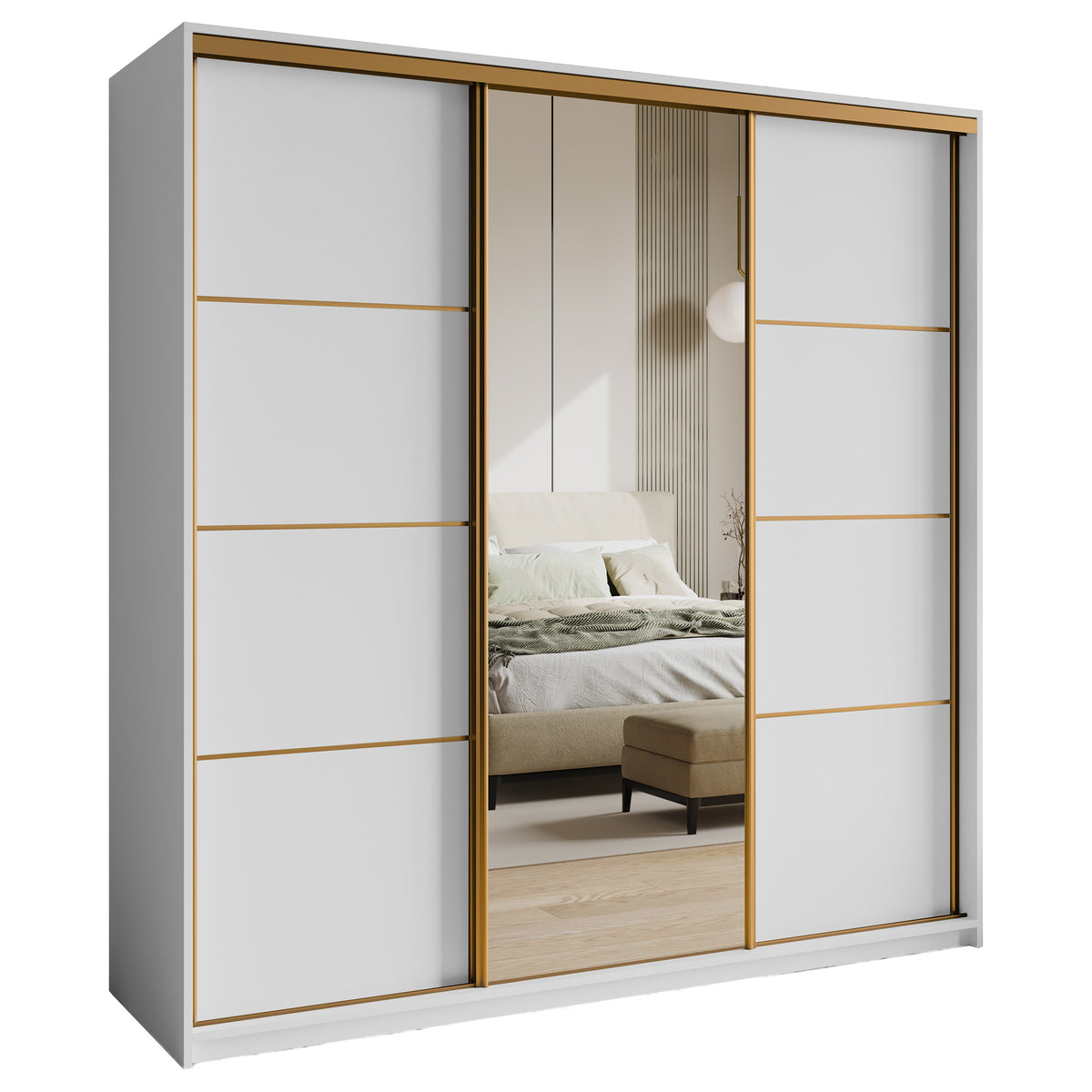 WHITE-HD SZAFA VARO 200 - 4 BIAŁY MAT+OK.ZŁOTY