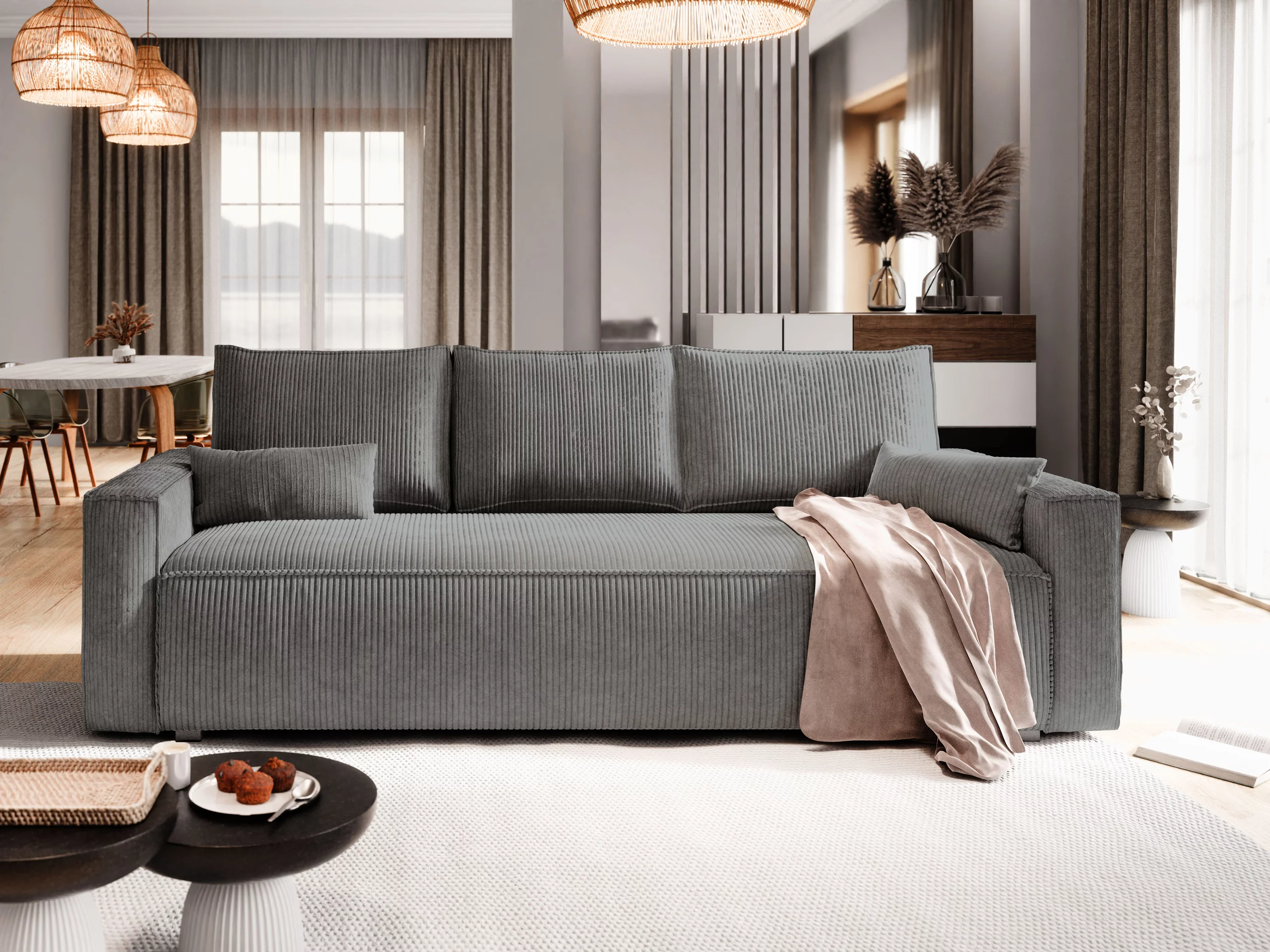 SOFA MENI W SZTRUKSOWEJ TKANINIE POSO