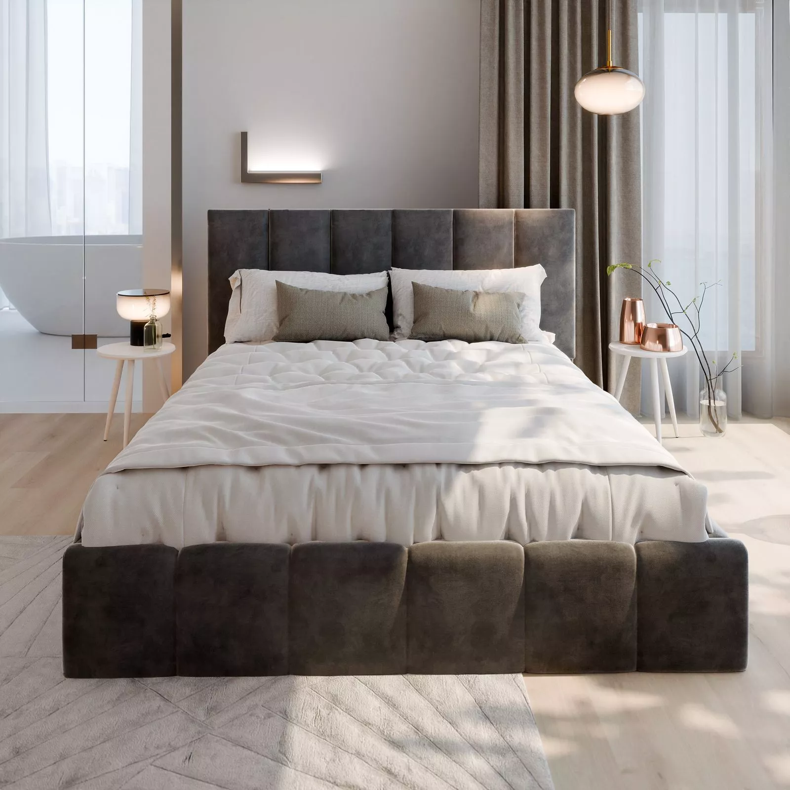 Łóżko tapicerowane TARANTO, widok od frontu