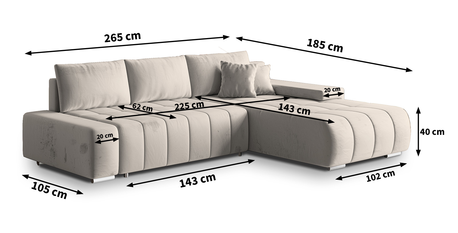 Wymiary narożnika ALESE