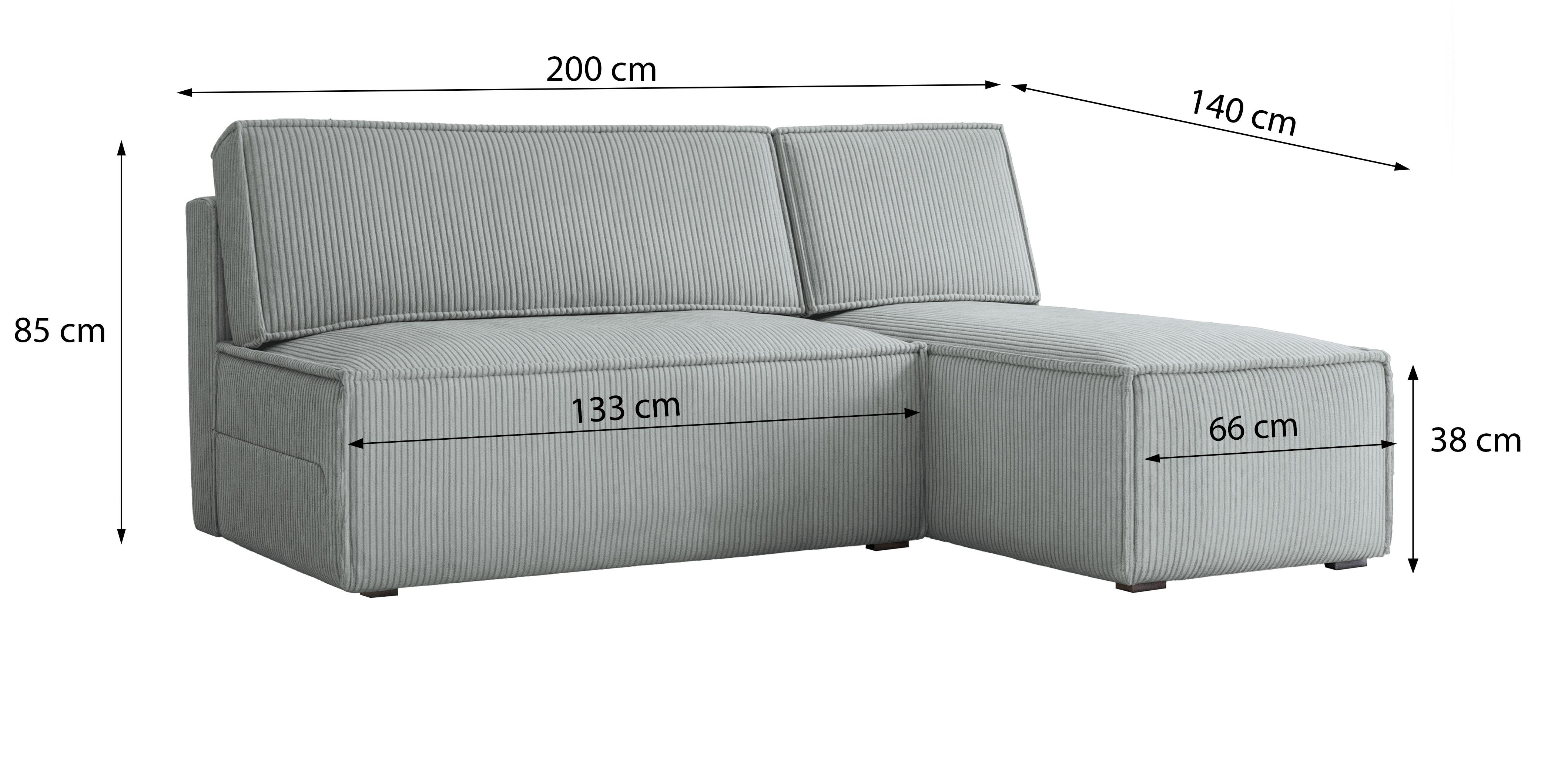 Wymiary narożnika BRISO Wymiary narożnika BRISO