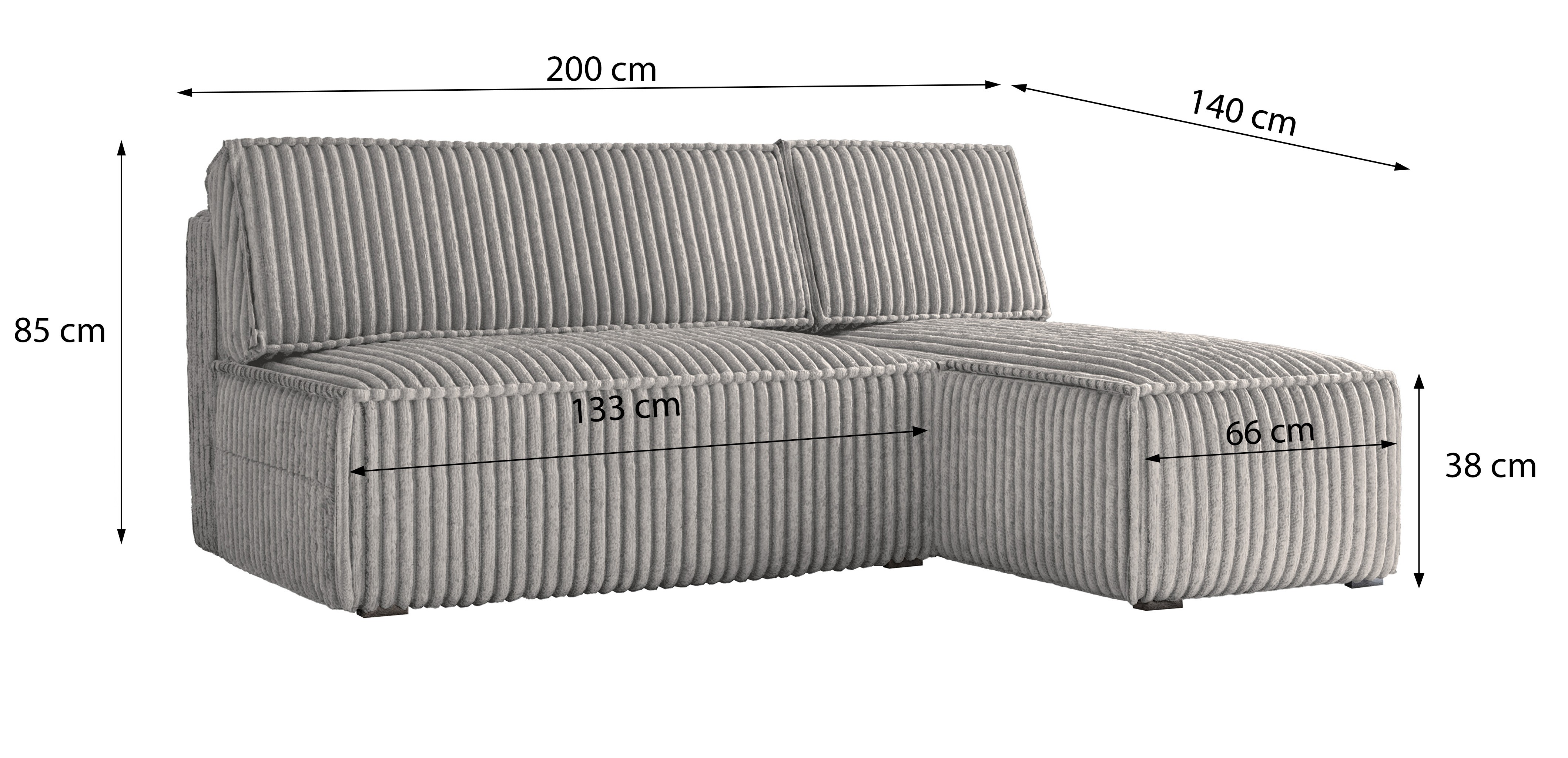 Wymiary narożnika BRISO Wymiary narożnika BRISO