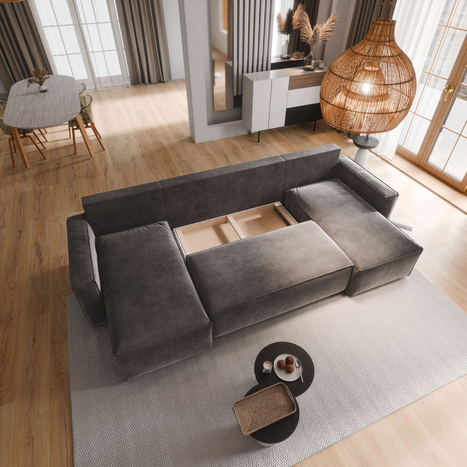 Duży narożnik DENI - pojemnik pod siedziskiem Duży narożnik DENI - pojemnik pod siedziskiem