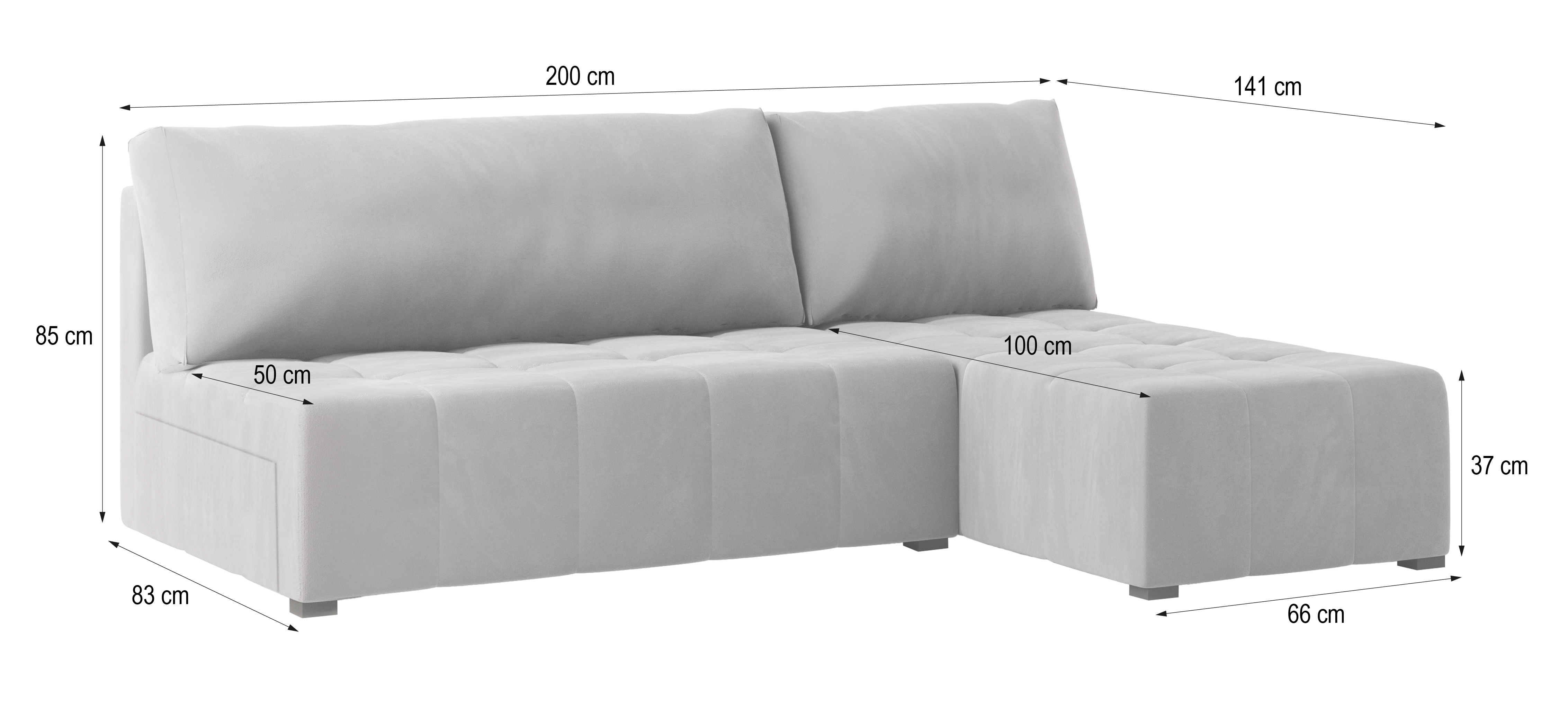 Wymiary narożnika DOMIRA Wymiary narożnika DOMIRA