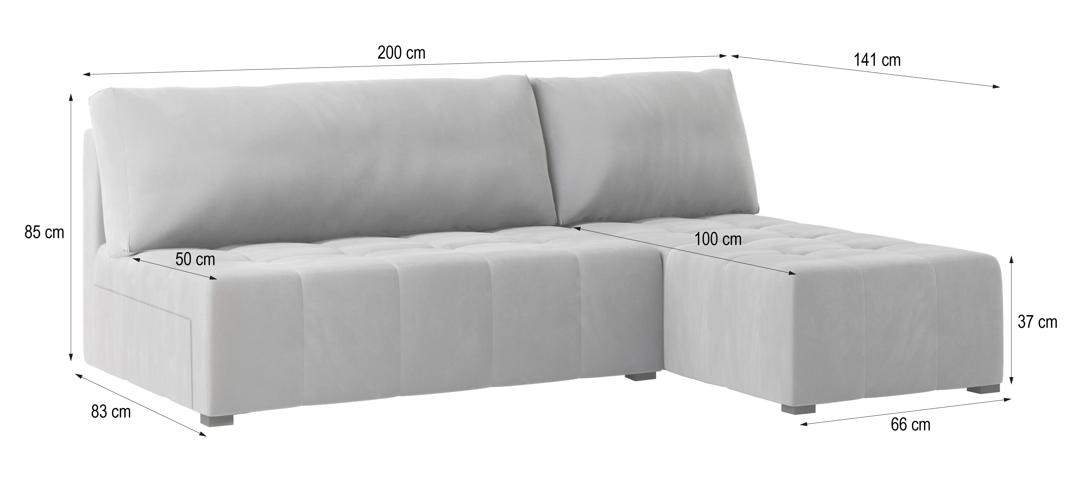 Wymiary narożnika DOMIRA Wymiary narożnika DOMIRA