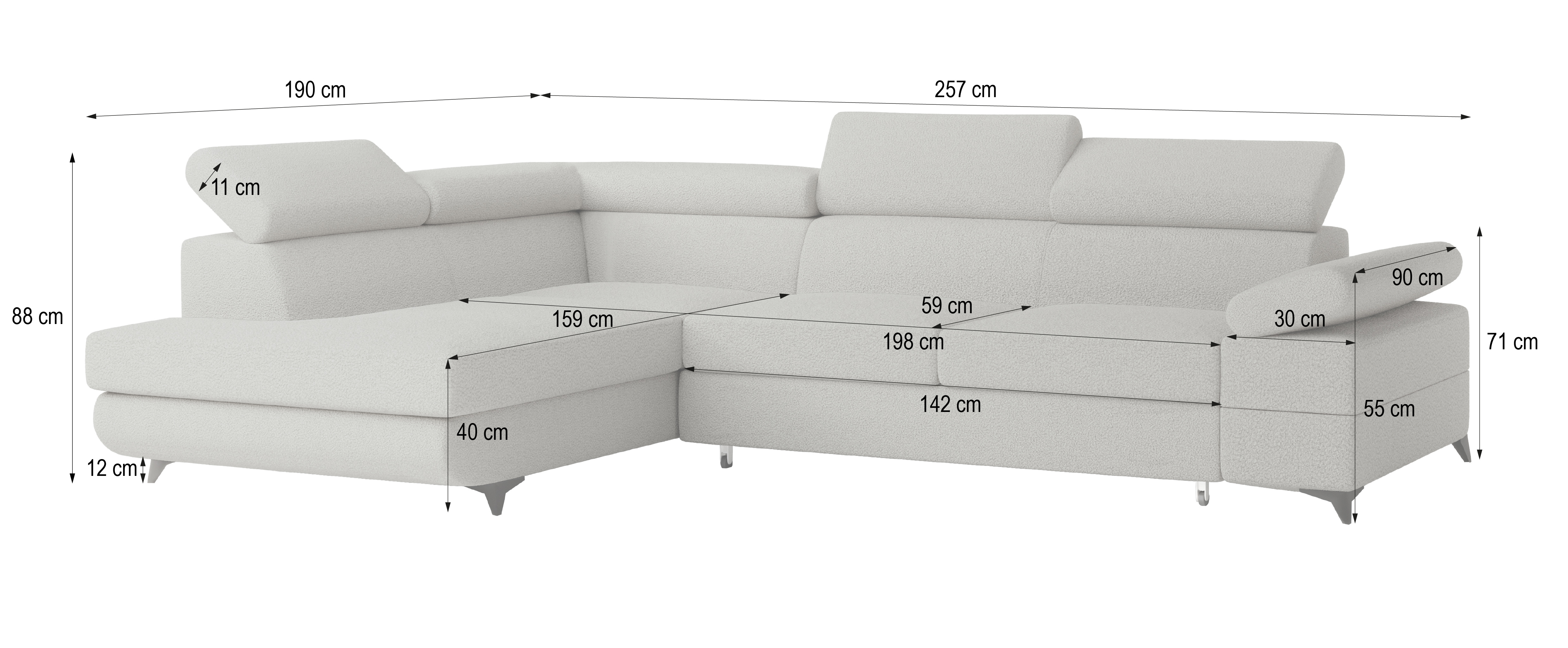 Narożnik FAVIEN wymiary