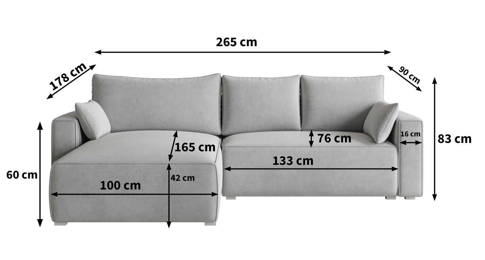 Wymiary narożnika FORIL Wymiary narożnika FORIL