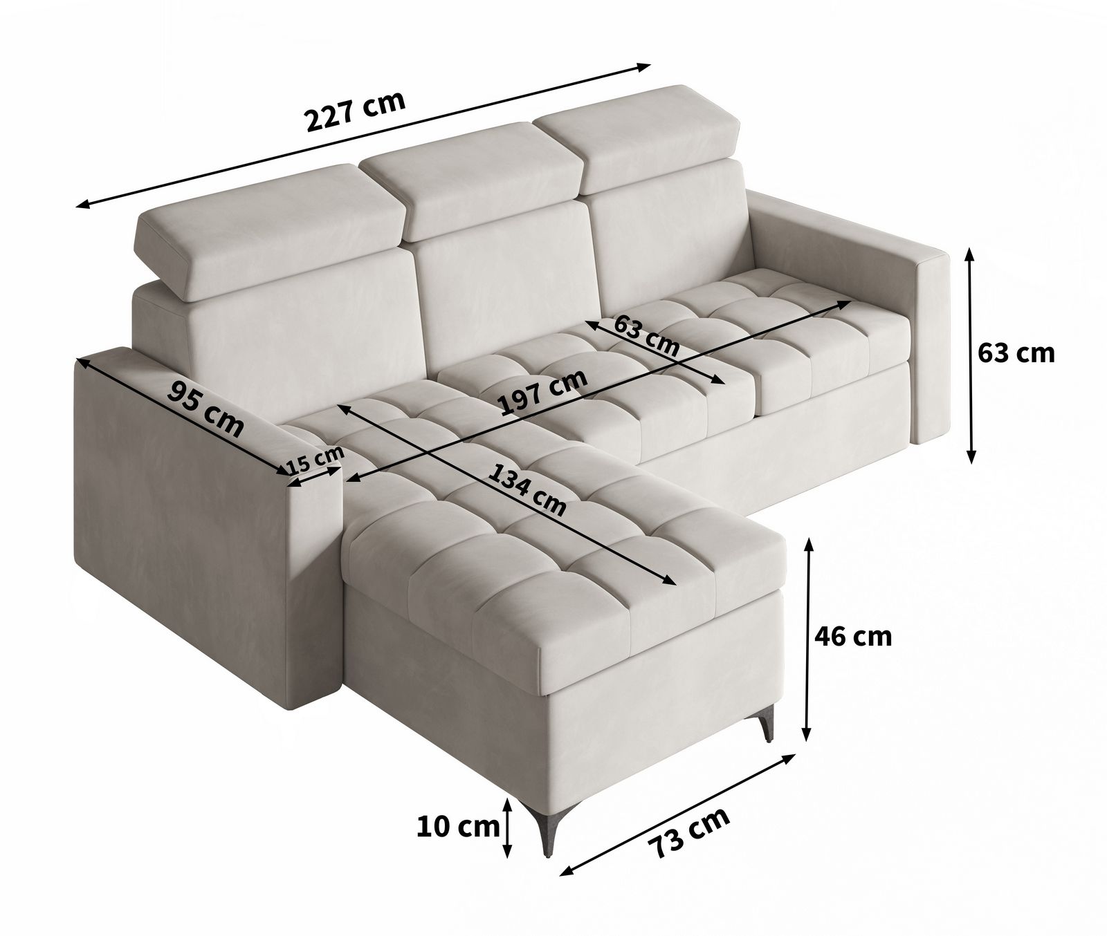 Wymiary narożnika KAME Wymiary narożnika KAME
