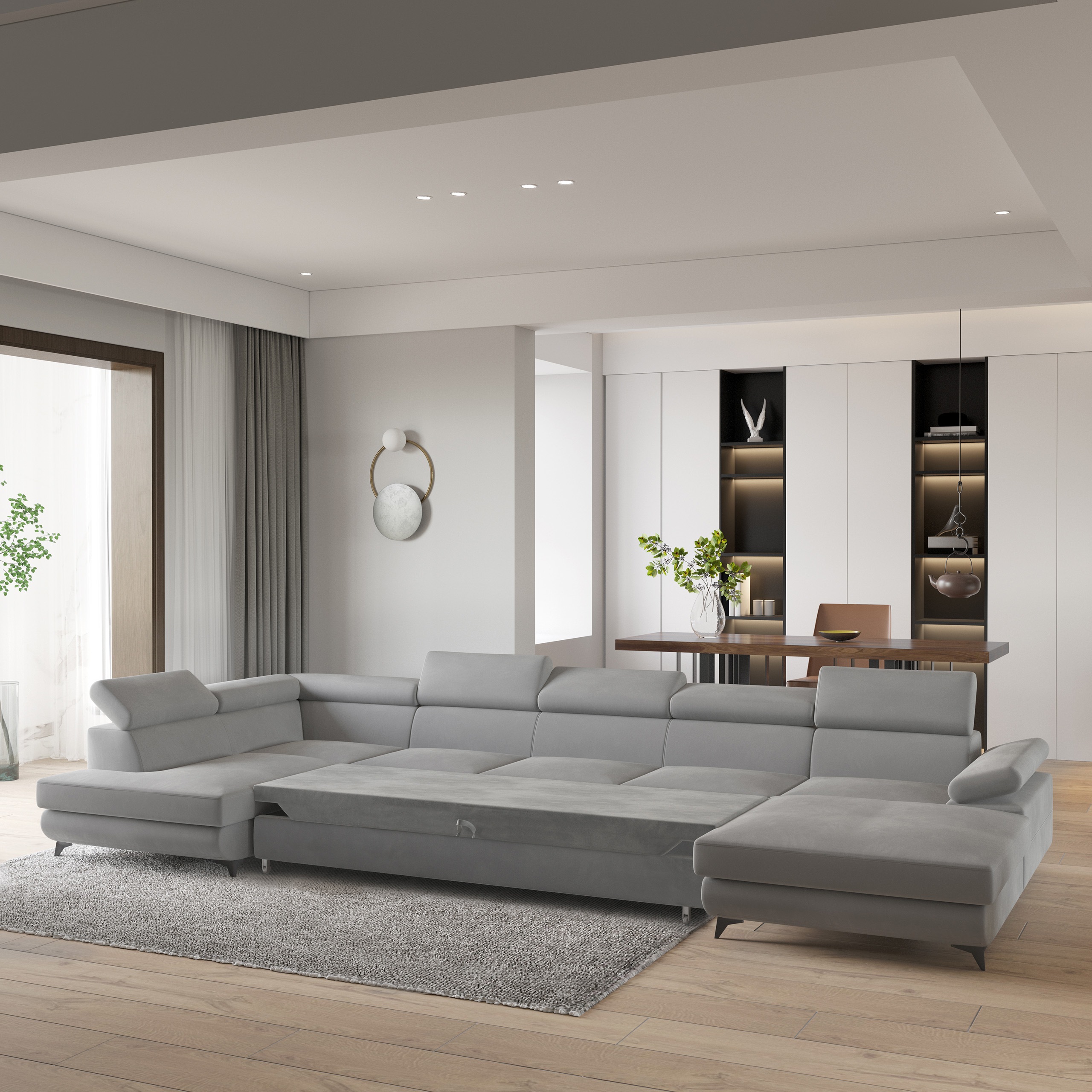 Prezentacja rozłożonej funkcji spania narożnika MOTIVA