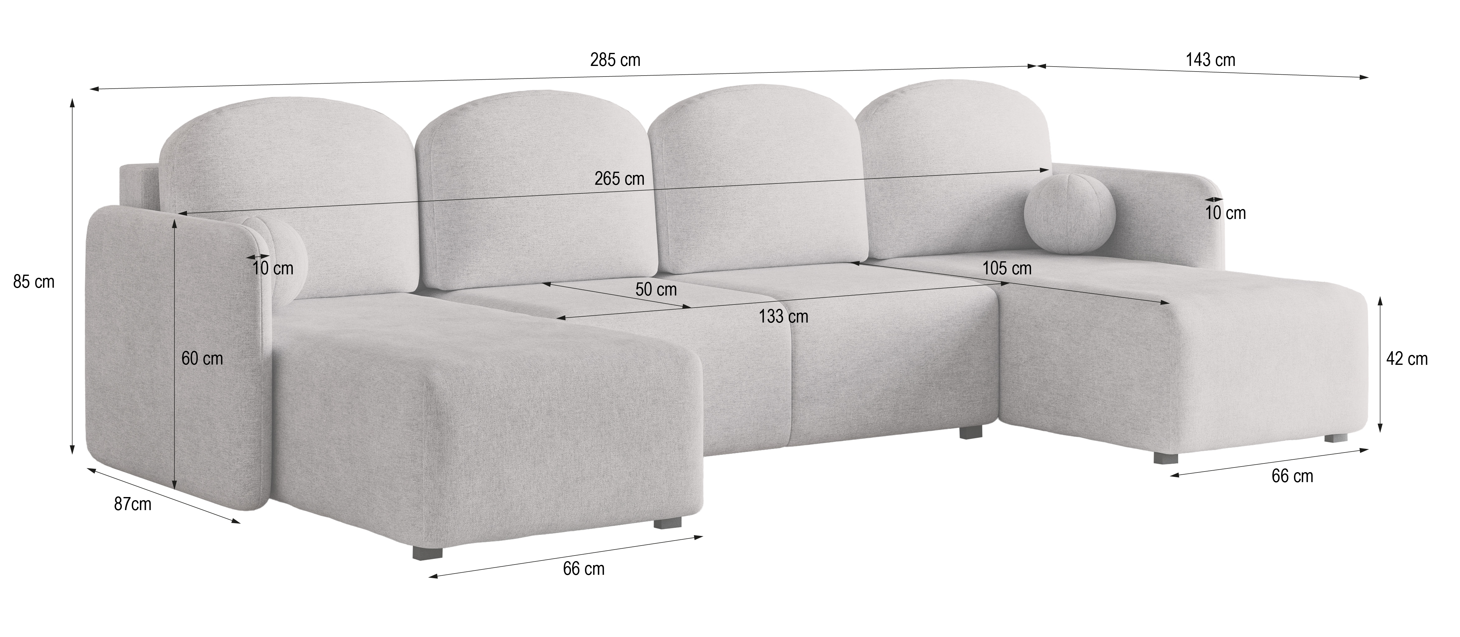 Narożnik NUBERO - wymiary