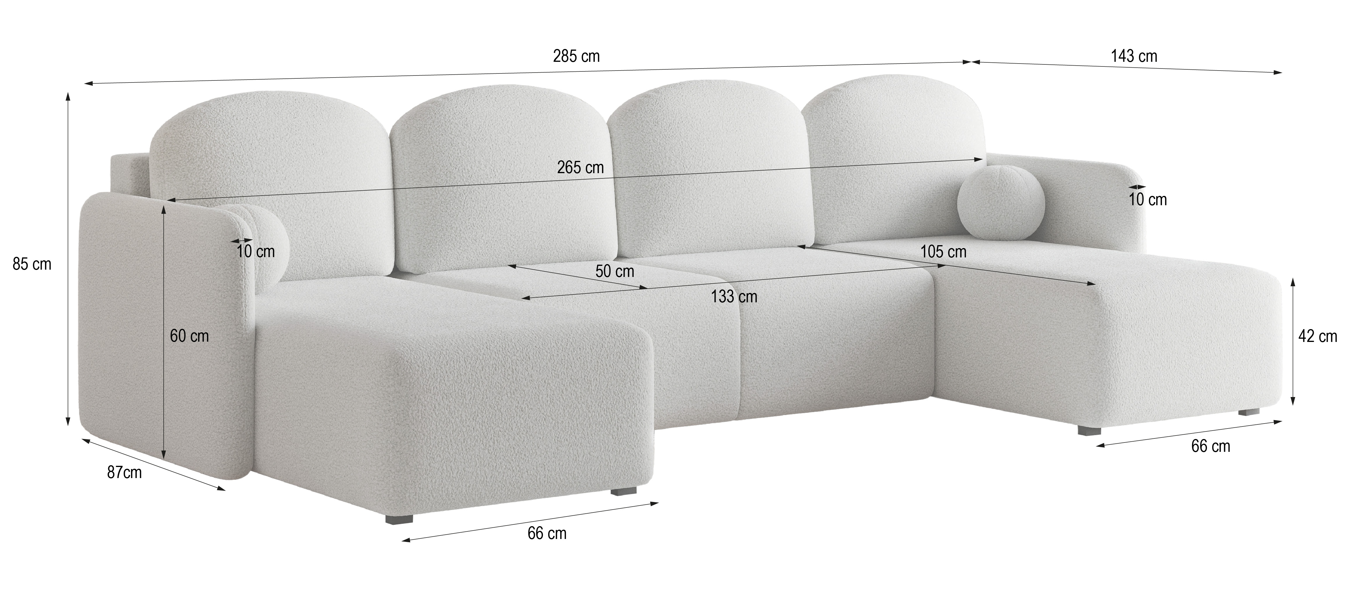 Narożnik NUBERO - wymiary Narożnik NUBERO - wymiary