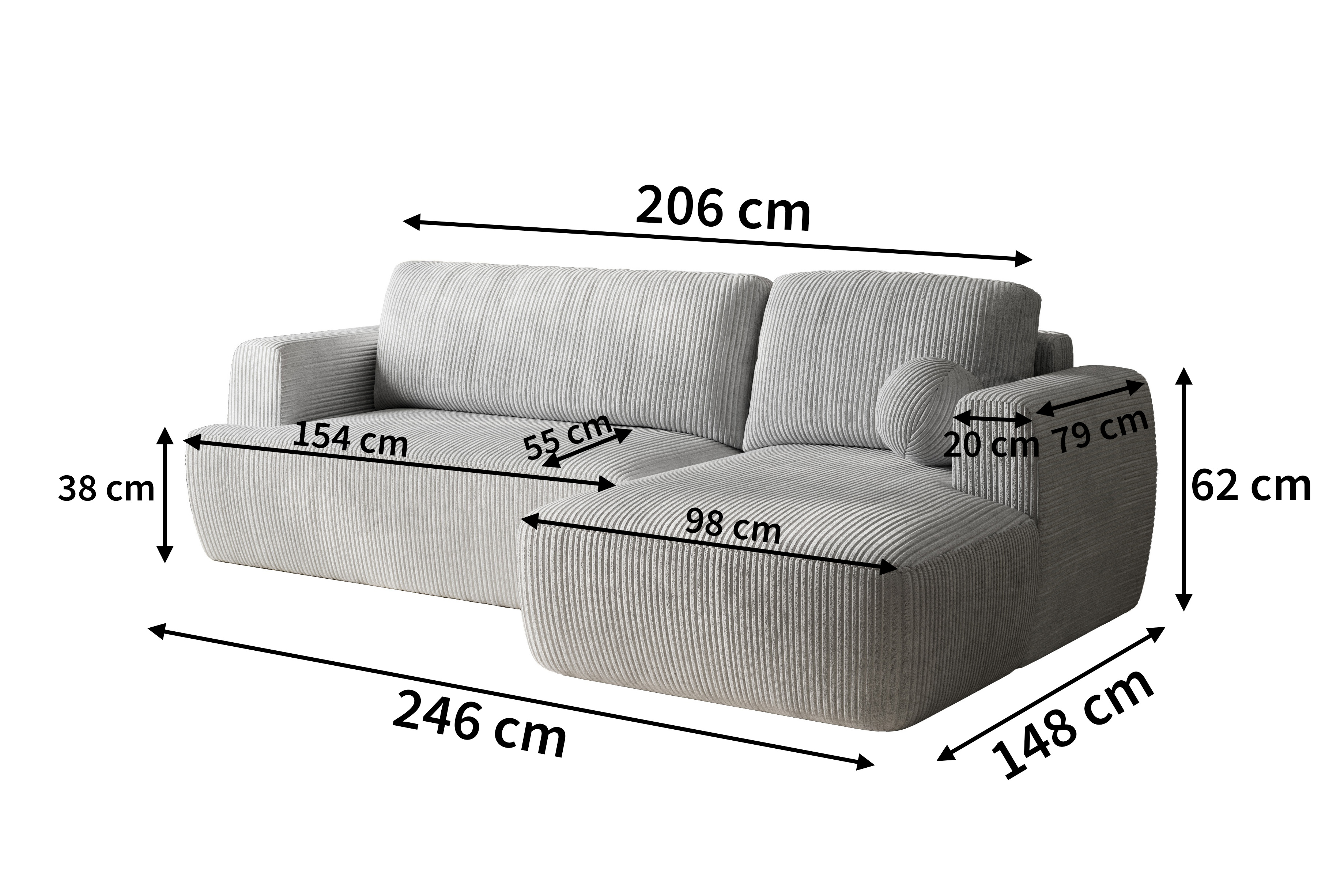 WYMIARY NAROŻNIKA SENTI WYMIARY NAROŻNIKA SENTI