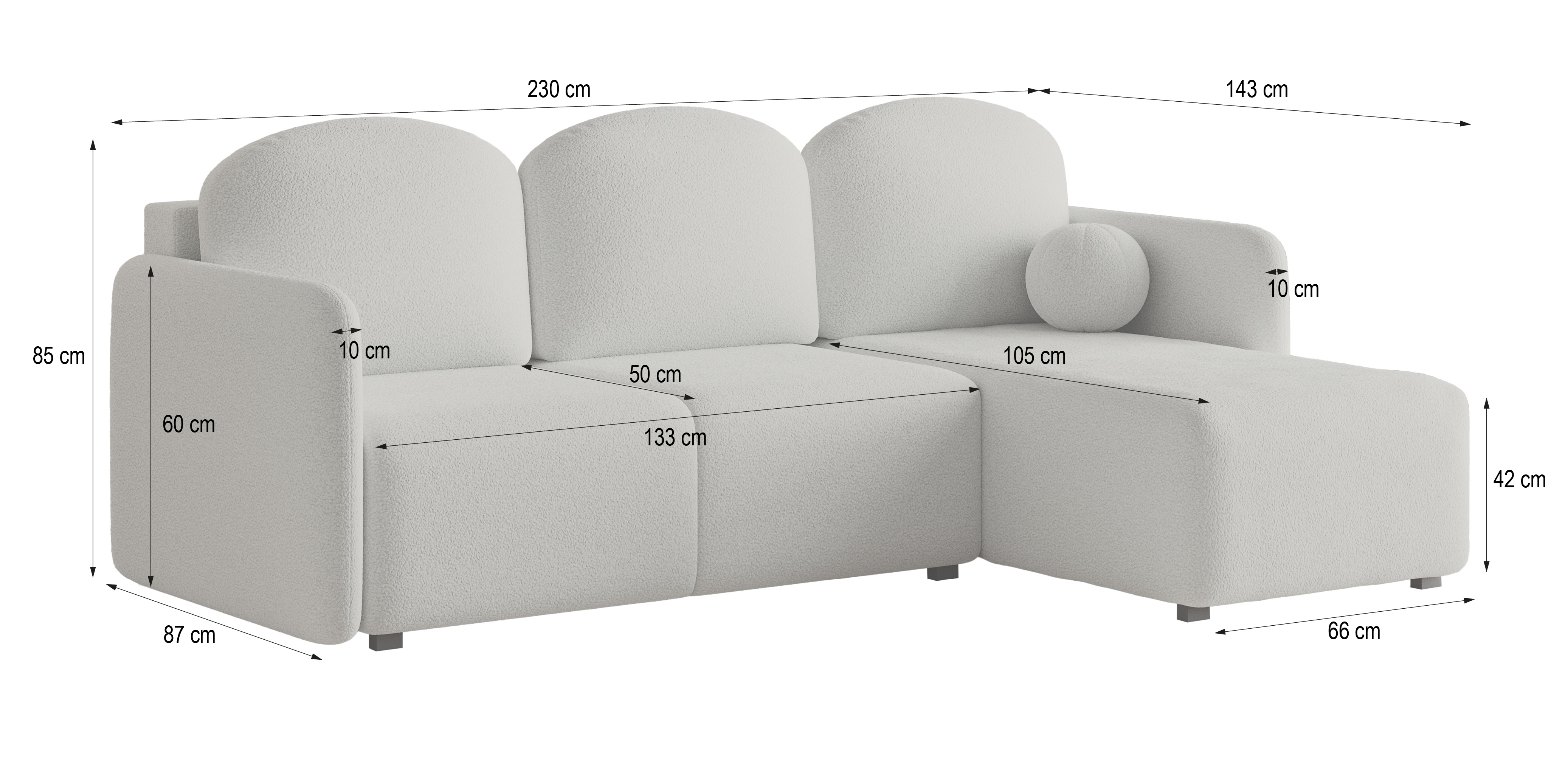 Narożnik SUVINO, wymiar mebla Narożnik SUVINO, wymiar mebla