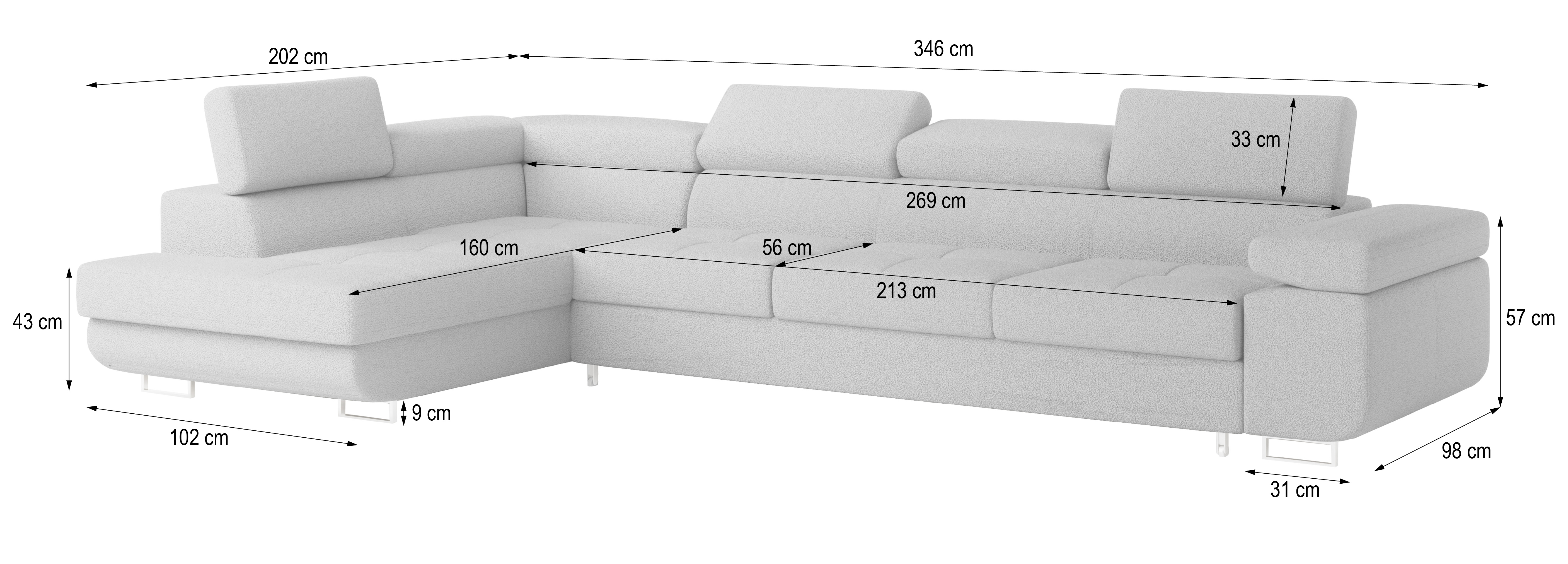 Narożnik VICENTE  wymiary