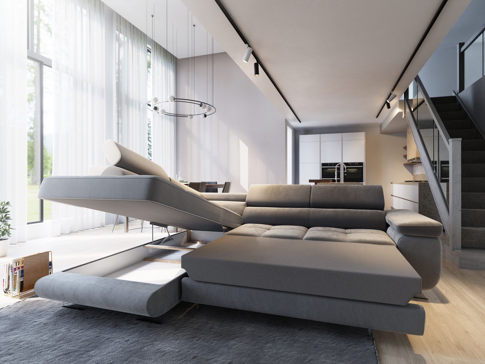 Narożnik SELVA Lewostronny pojemnik oraz funkcja spania Narożnik SELVA Lewostronny pojemnik oraz funkcja spania