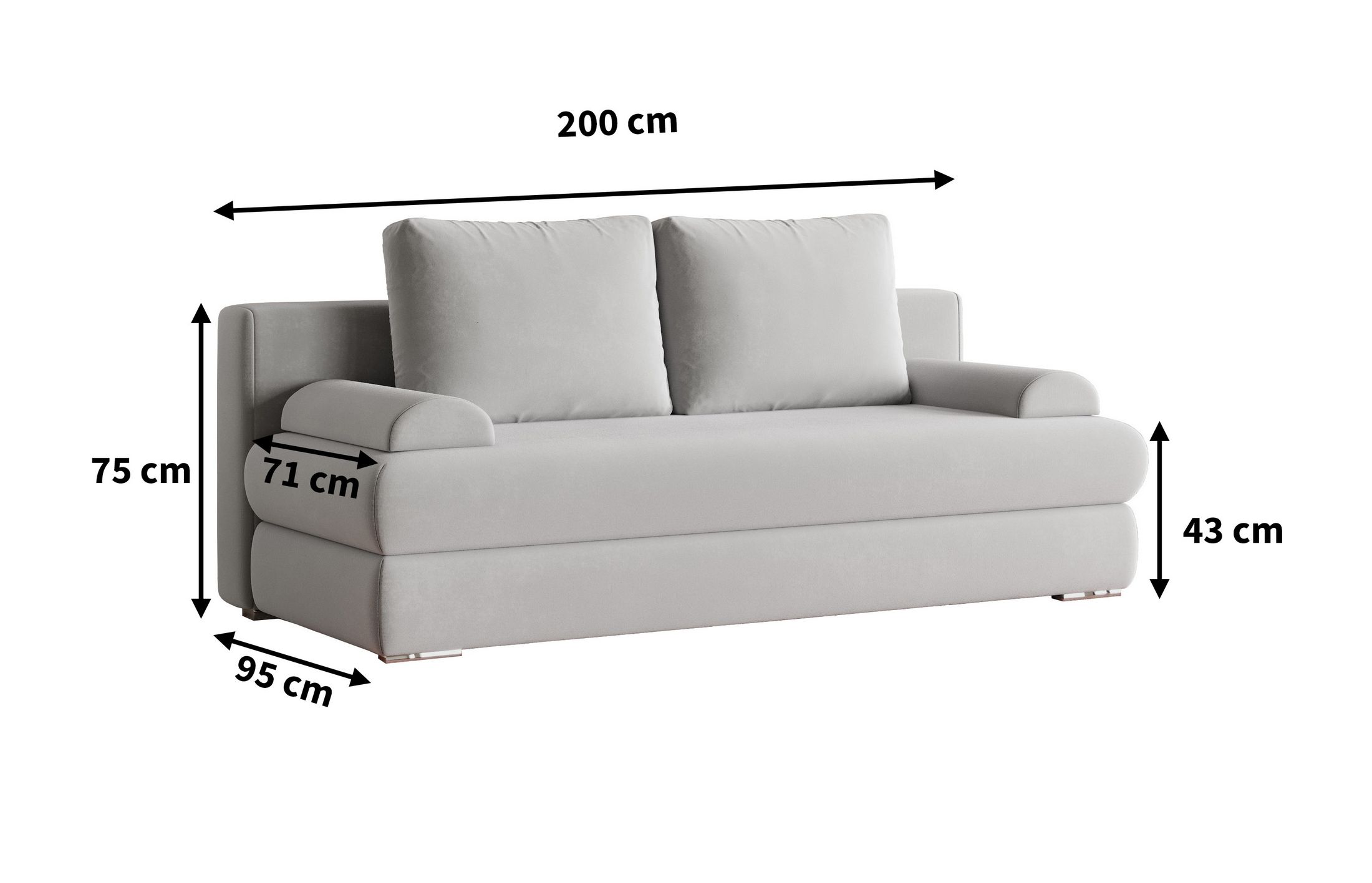 Sofa ASPERO - wymiary