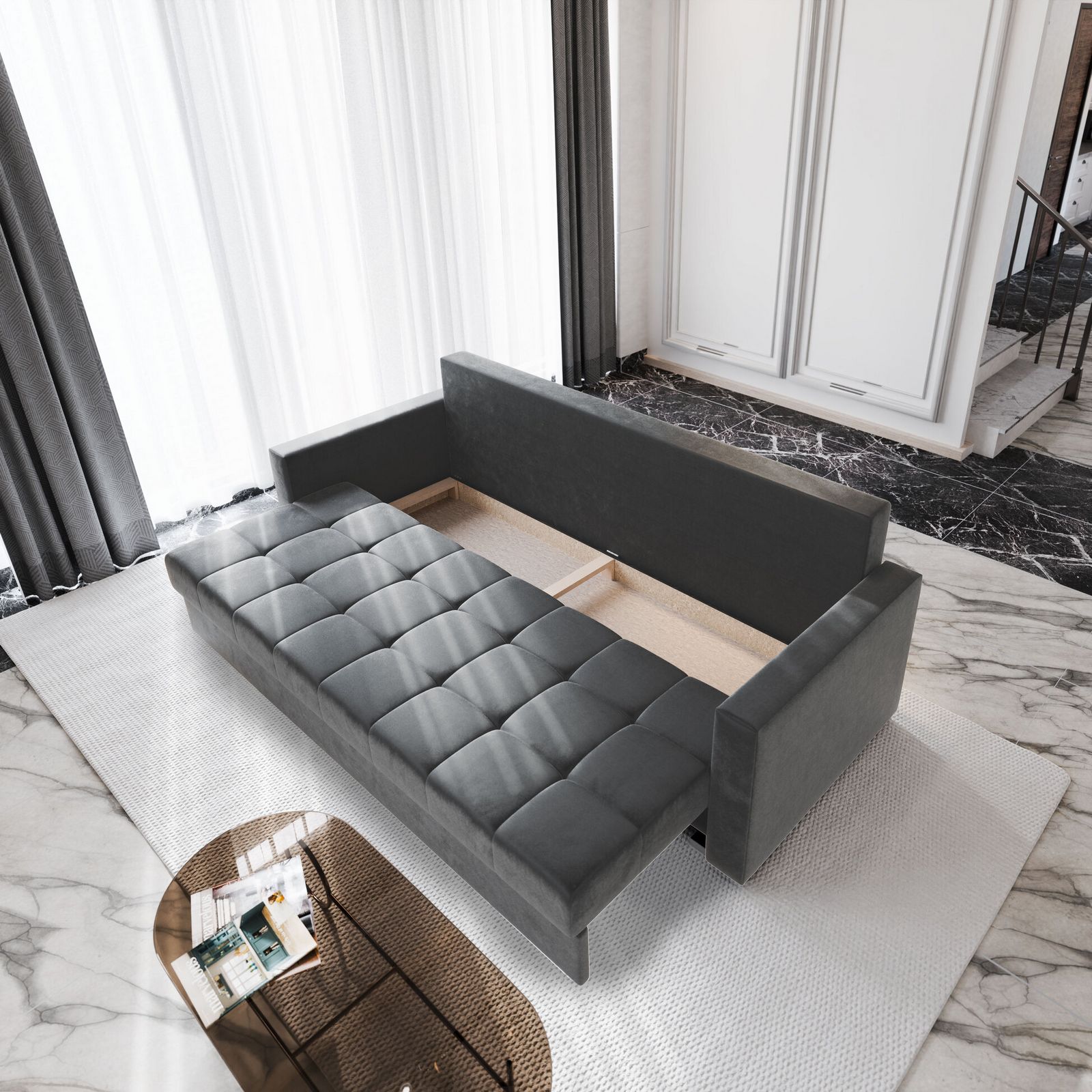 Wbudowany pojemnik w sofie SIRO